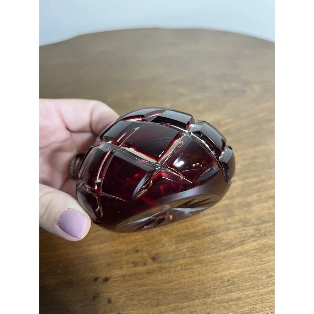 AJKA RUBY RED/ BURGANDY CASED LEAD CRYSTAL VOTIVE‎ / CANDLE HOLDER / CAVIAR BOWL